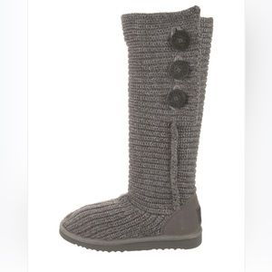Ugg grey cardi tall or fold over sheepskin interior sweater boots size 9